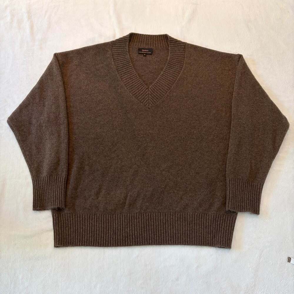 Quince 100% Mongolian Cashmere Oversized V-Neck Sweater
